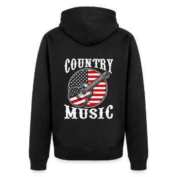 Country Musik Amerikanische Flagge Lied Liebhaber USA Patriot - Unisex Premium Bio Zip Hoodie - Schwarz - Hinten - Nico (187cm)