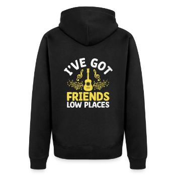 I've Got Friends Low Places Country Music Song - Unisex Premium Bio Zip Hoodie - Schwarz - Hinten - Nico (187cm)