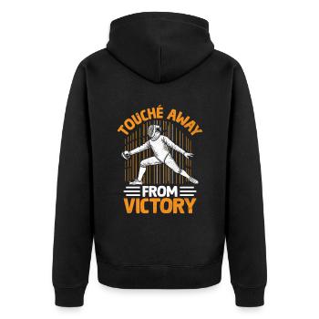 Touché weg vom Siegeszaun Fechtschwert - Unisex Premium Bio Zip Hoodie - Schwarz - Hinten - Nico (187cm)