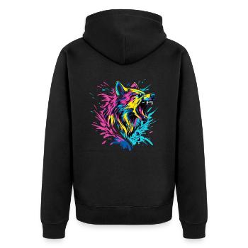Wolf Wolf Head Predator Forest Nature Wilderness Colorful - Unisex Premium Organic Zip Hoodie - black - Back - Nico (187cm)
