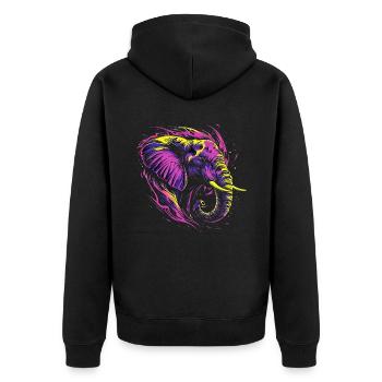 Elefant Afrika Safari Natur Wildnis Neon Bunt - Unisex Premium Bio Zip Hoodie - Schwarz - Hinten - Nico (187cm)