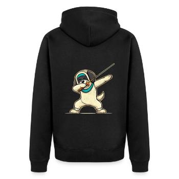 Dubbing Dog Fencer Fence Sword Epee Fencing - Unisex Premium Organic Zip Hoodie - black - Back - Nico (187cm)