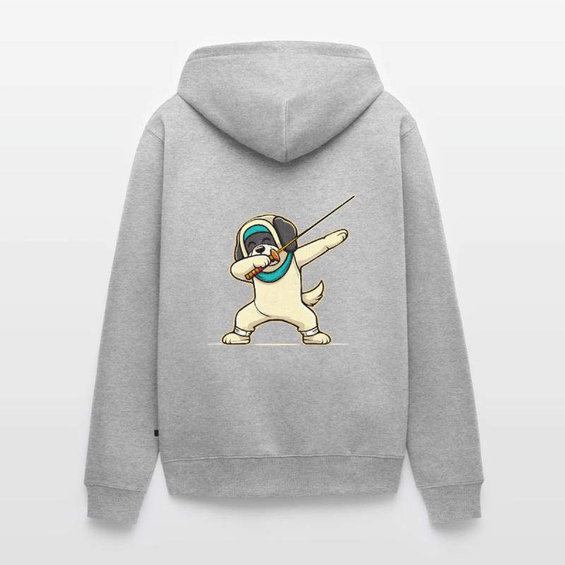 Doublage Chien Escrimeur Clôture Épée Épée Escrime Veste à capuche bio Premium Unisexe
