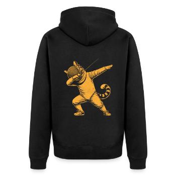 Dubbing Cat Fencer Fence Sword Epee Fencing - Unisex Premium Organic Zip Hoodie - black - Back - Nico (187cm)