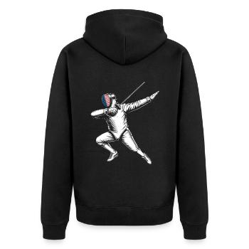 Dubbing Fencer Fence Sword Epee Fencing Athlete - Unisex Premium Organic Zip Hoodie - black - Back - Nico (187cm)