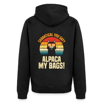 Sabbatical You Say Alpaca My Bags! - Unisex Premium Organic Zip Hoodie - black - Back - Nico (187cm)