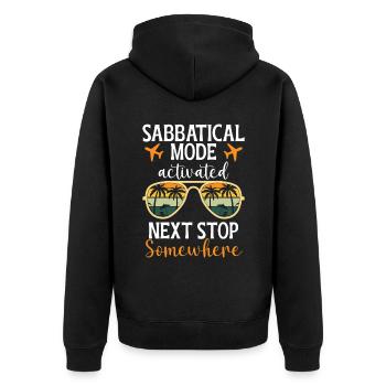 Sabbatical Mode Enabled: Next Stop Somewhere - Unisex Premium Organic Zip Hoodie - black - Back - Nico (187cm)