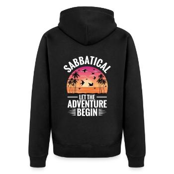 Sabbatical, let the adventure begin - Unisex Premium Organic Zip Hoodie - black - Back - Nico (187cm)