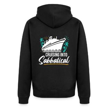 Cruising Into Sabbatical - Unisex Premium Organic Zip Hoodie - black - Back - Nico (187cm)
