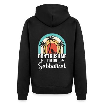Tut Mir Leid, Ich Kann Nicht, Ich Bin Zu - Unisex Premium Bio Zip Hoodie - Schwarz - Hinten - Nico (187cm)