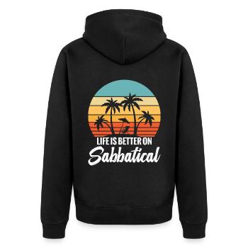 Life is better on a sabbatical - Unisex Premium Organic Zip Hoodie - black - Back - Nico (187cm)
