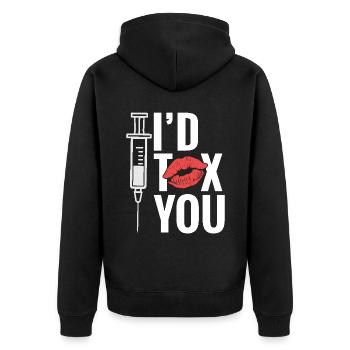 Kosmetische Krankenschwester „ich Würde Dich - Unisex Premium Bio Zip Hoodie - Schwarz - Hinten - Nico (187cm)