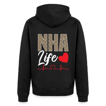 Leben Als Pflegeheimverwalter - Unisex Premium Bio Zip Hoodie - Schwarz - Hinten - Nico (187cm)