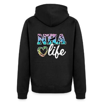 La vie d’administrateur d’une maison de retraite - Veste à capuche bio Premium Unisexe - noir - Dos - Nico (187cm)