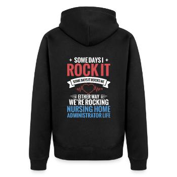 An Manchen Tagen Rocke Ich Es, An Manchen Tagen - Unisex Premium Bio Zip Hoodie - Schwarz - Hinten - Nico (187cm)