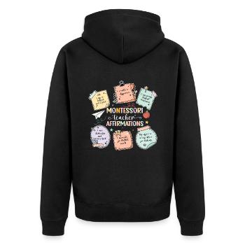 Montessori-lehrerin Ich Erhebe Mich, Indem Ich - Unisex Premium Bio Zip Hoodie - Schwarz - Hinten - Nico (187cm)