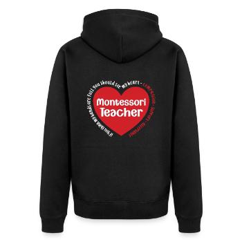Montessori-lehrerin Ich Erhebe Mich, Indem Ich - Unisex Premium Bio Zip Hoodie - Schwarz - Hinten - Nico (187cm)