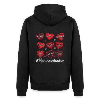 Montessori-lehrerin Ich Erhebe Mich, Indem Ich - Unisex Premium Bio Zip Hoodie - Schwarz - Hinten - Nico (187cm)