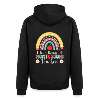 Ich Liebe Es, Montessori-lehrerin Zu Sein. - Unisex Premium Bio Zip Hoodie - Schwarz - Hinten - Nico (187cm)