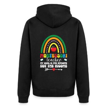 Montessori-lehrer, Mein Ziel Ist Das Ergebnis, - Unisex Premium Bio Zip Hoodie - Schwarz - Hinten - Nico (187cm)