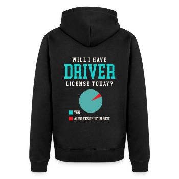 Werde ich heute einen Führerschein haben Fahrschule - Unisex Premium Bio Zip Hoodie - Schwarz - Hinten - Nico (187cm)