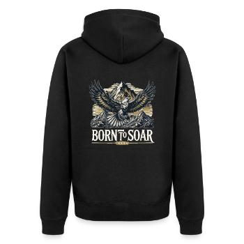 Mountains Nature And Eagle Born To Soar - Unisex Premium Organic Zip Hoodie - black - Back - Nico (187cm)