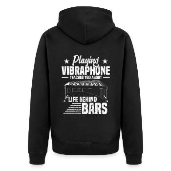 Wenn Sie Vibraphon Spielen, Erfahren Sie Mehr Über - Unisex Premium Bio Zip Hoodie - Schwarz - Hinten - Nico (187cm)