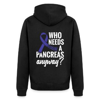 Wer Braucht Schon Eine Bauchspeicheldrüse? - Unisex Premium Bio Zip Hoodie - Schwarz - Hinten - Nico (187cm)