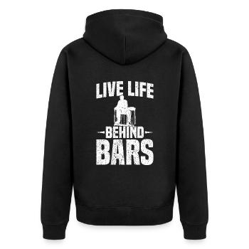 Pedal Steel Guitar Lebe Das Leben Hinter Gittern - Unisex Premium Bio Zip Hoodie - Schwarz - Hinten - Nico (187cm)