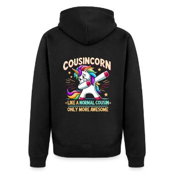 Cousincorn Like A Normal Cousin Only More Awesome - Unisex Premium Organic Zip Hoodie - black - Back - Nico (187cm)
