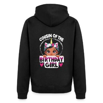 Cousin De La Fille D’anniversaire Famille Cousins Licorne - Veste à capuche bio Premium Unisexe - noir - Dos - Nico (187cm)