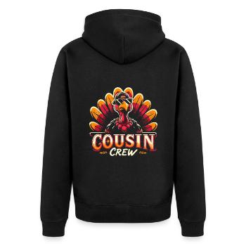 Cousin Crew Turkey Thanksgiving Family Reunion - Unisex Premium Organic Zip Hoodie - black - Back - Nico (187cm)