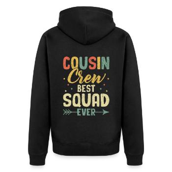 Cousin-Crew Beste Truppe aller Zeiten Familientreffen Cousins und Cousinen - Unisex Premium Bio Zip Hoodie - Schwarz - Hinten - Nico (187cm)