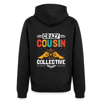 Crazy Cousin Kollektives Familientreffen Cousins und Cousinen - Unisex Premium Bio Zip Hoodie - Schwarz - Hinten - Nico (187cm)