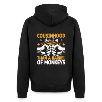 Le cousinage est plus amusant qu’un tonneau de singes - Veste à capuche bio Premium Unisexe - noir - Dos - Nico (187cm)