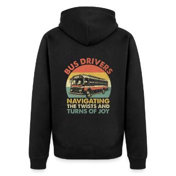 Busfahrer: Die Drehungen und Wendungen der Freude Schulbus - Unisex Premium Bio Zip Hoodie - Schwarz - Hinten - Nico (187cm)