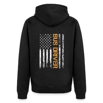 Amerikanische Flagge Busfahrer Patriot Schulbus - Unisex Premium Bio Zip Hoodie - Schwarz - Hinten - Nico (187cm)