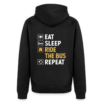 Manger Dormir Monter L’autobus Répétitif Chauffeur de bus scolaire - Veste à capuche bio Premium Unisexe - noir - Dos - Nico (187cm)