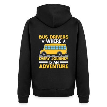 Busfahrer, bei denen jede Fahrt ein Abenteuer ist - Unisex Premium Bio Zip Hoodie - Schwarz - Hinten - Nico (187cm)