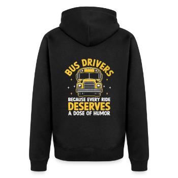 Busfahrer, weil jede Fahrt eine Dosis verdient - Unisex Premium Bio Zip Hoodie - Schwarz - Hinten - Nico (187cm)