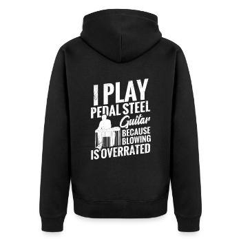 Ich Spiele Pedal-steel-gitarre, Weil Das Blasen - Unisex Premium Bio Zip Hoodie - Schwarz - Hinten - Nico (187cm)