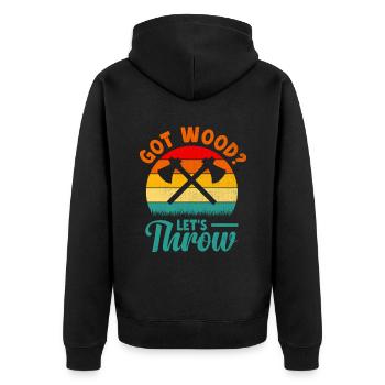 Got Wood Let's Throw Axt Werfen Beilwerfer - Unisex Premium Bio Zip Hoodie - Schwarz - Hinten - Nico (187cm)