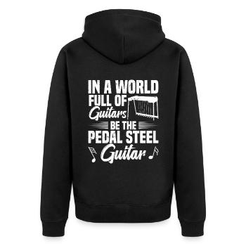 In a world full of guitars -bee the gui - Unisex Premium Organic Zip Hoodie - black - Back - Nico (187cm)