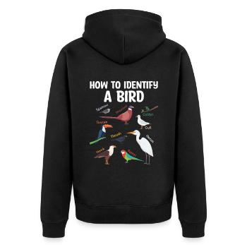So identifizieren Sie einen Vogelbeobachter - Unisex Premium Bio Zip Hoodie - Schwarz - Hinten - Nico (187cm)
