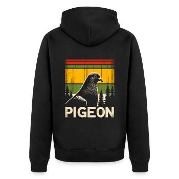 Taube Retro Wald Vogelbeobachtung Vogelbeobachter - Unisex Premium Bio Zip Hoodie - Schwarz - Hinten - Nico (187cm)