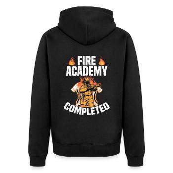 Fire academy completed - Unisex Premium Organic Zip Hoodie - black - Back - Nico (187cm)