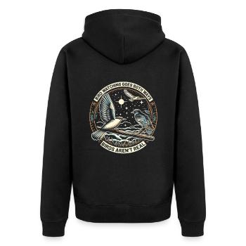 Vogelbeobachtung geht in beide Richtungen: Vögel sind nicht real - Unisex Premium Bio Zip Hoodie - Schwarz - Hinten - Nico (187cm)