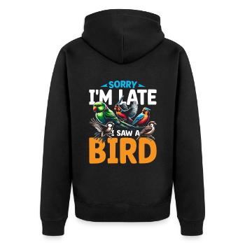 Désolé, je suis en retard, j’ai vu un oiseau Birdbirder Birdwatcher - Veste à capuche bio Premium Unisexe - noir - Dos - Nico (187cm)