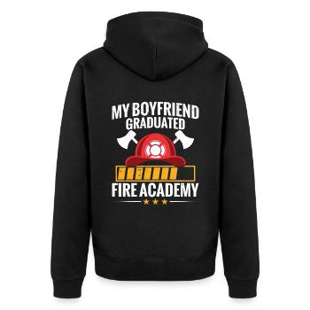 Mon ami est diplômé de l’Académie des pompiers - Veste à capuche bio Premium Unisexe - noir - Dos - Nico (187cm)