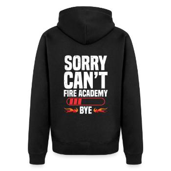 Entschuldigung. Kippen. Feuerakademie. Tschüss. - Unisex Premium Bio Zip Hoodie - Schwarz - Hinten - Nico (187cm)